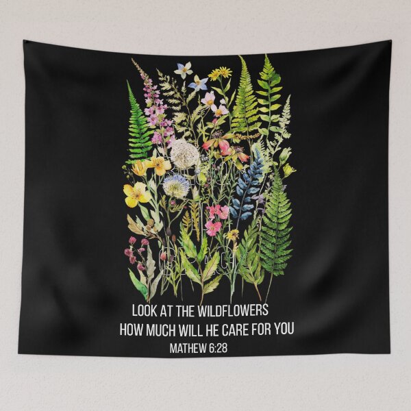 Item preview, Wildflowers Faith Art – Matthew 6:28 Scripture Design designed and sold by NoviaRobert.