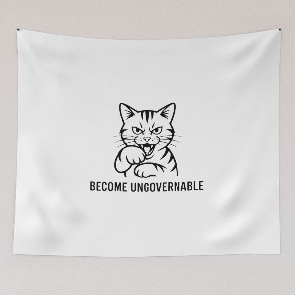 Item preview, Line Art: Ungovernable Cat Silhouette designed and sold by WSPrintCrafter.