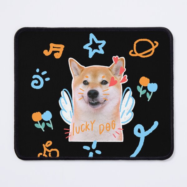Item preview, Lucky Dog – Cute Shiba Inu Angel with Wings and Doodles | Funny Kawaii Pet Art by The BeeKind Space designed and sold by TheBeeKindSpace.