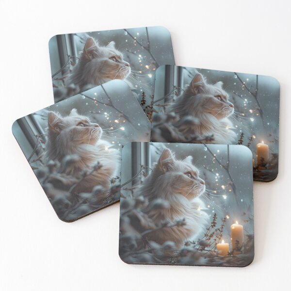 Item preview, Winter White Cat – Fireside Glow designed and sold by Erika Kaisersot.