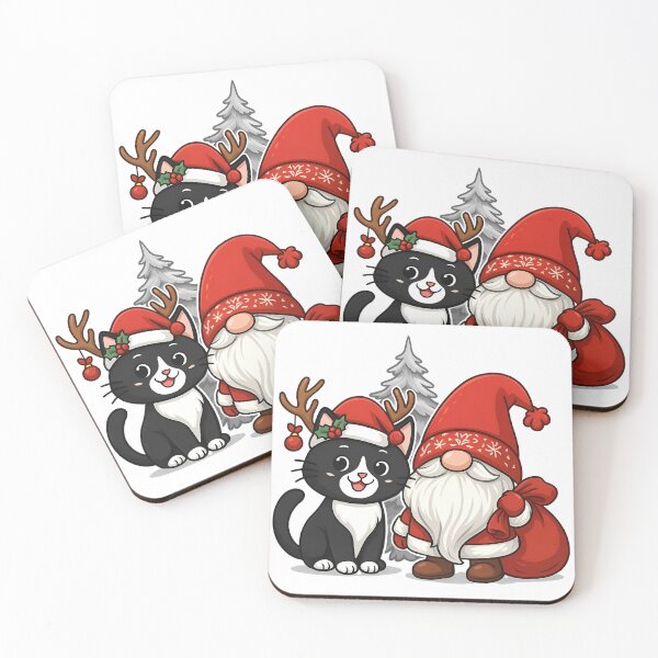 Item preview, Cute Christmas Gnome and Cat llustration – Festive Holiday Design for Gifts & Stickersแ designed and sold by WannaGreen45.