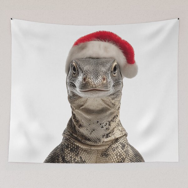 Item preview, Christmas Monitor Lizard Portrait designed and sold by LazyOwlStore.