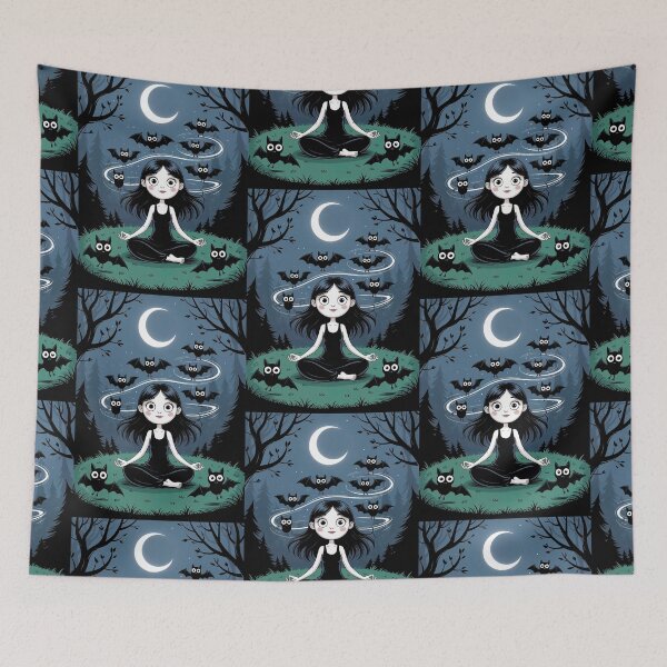 Item preview, Moonlit bat goth yogui designed and sold by MetalSatyrShop.