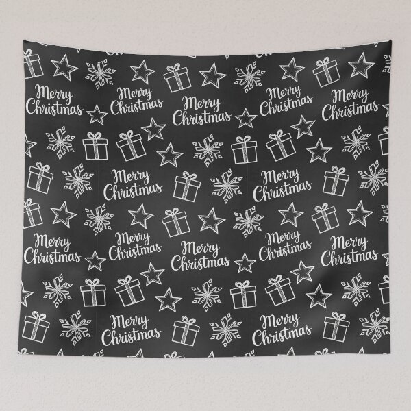 Item preview, Elegant Black Merry Christmas Pattern – Snowflakes, Gifts & Stars Seamless Design designed and sold by graphicnew.