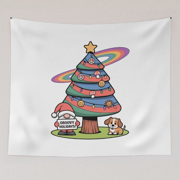 Item preview, Groovy Christmas Tree Retro Holiday Design designed and sold by MonkiFlipp.