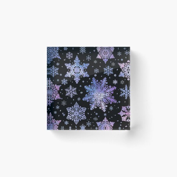 Item preview, Iridescent Snowflakes Pattern – Vertical Winter Design with Pastel Purple, Blue, and Pink Snowflakes on Black Background designed and sold by PixelVibe782.