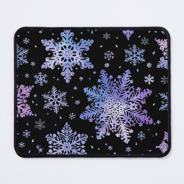 Item preview, Iridescent Snowflakes Pattern – Vertical Winter Design with Pastel Purple, Blue, and Pink Snowflakes on Black Background designed and sold by PixelVibe782.