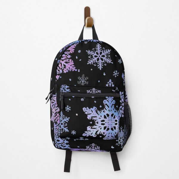 Item preview, Iridescent Snowflakes Pattern – Vertical Winter Design with Pastel Purple, Blue, and Pink Snowflakes on Black Background designed and sold by PixelVibe782.