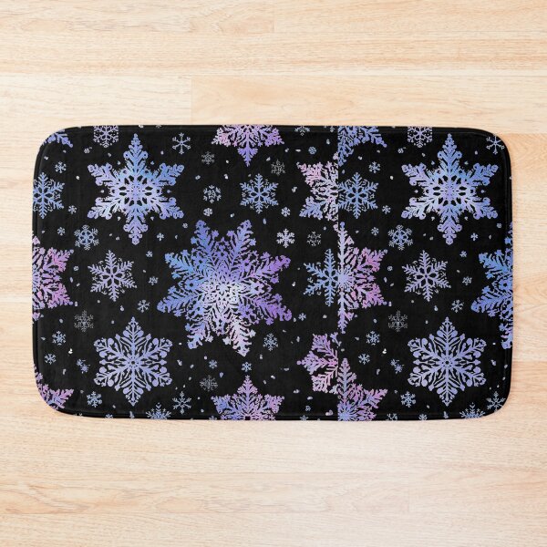 Item preview, Iridescent Snowflakes Pattern – Vertical Winter Design with Pastel Purple, Blue, and Pink Snowflakes on Black Background designed and sold by PixelVibe782.