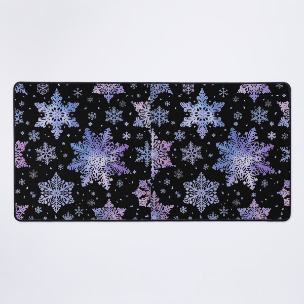 Item preview, Iridescent Snowflakes Pattern – Vertical Winter Design with Pastel Purple, Blue, and Pink Snowflakes on Black Background designed and sold by PixelVibe782.