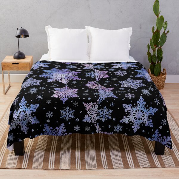 Item preview, Iridescent Snowflakes Pattern – Vertical Winter Design with Pastel Purple, Blue, and Pink Snowflakes on Black Background designed and sold by PixelVibe782.