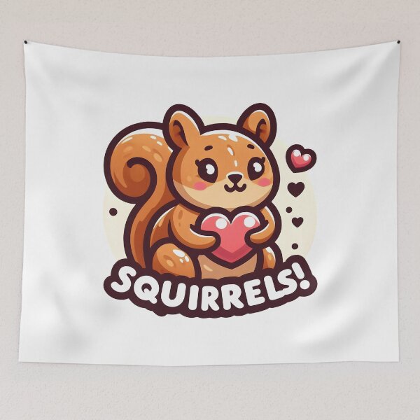 Item preview, Adorable Squirrel Holding Heart Cute Cartoon Design. designed and sold by The-T-In-Retro.