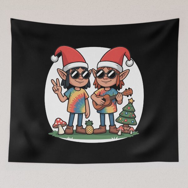 Item preview, Groovy Hippie Christmas Elves Design designed and sold by MonkiFlipp.