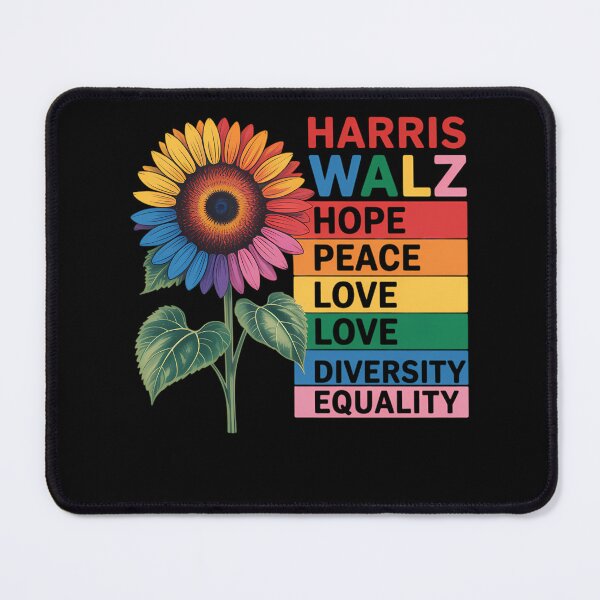 Item preview, Sunflower Harris Walz Hope Peace Love, Love Diversity Equality LGBT designed and sold by Formatage.
