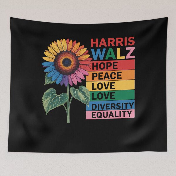 Item preview, Sunflower Harris Walz Hope Peace Love, Love Diversity Equality LGBT designed and sold by Formatage.