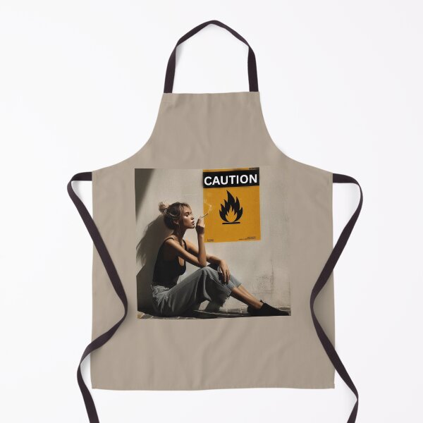 Item preview, Stylish Woman with Cigarette Sitting by Caution Sign Wall. designed and sold by Spark2Seduction.