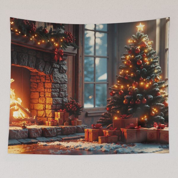 Item preview, Cozy Christmas Living Room with Decorated Tree and Crackling Fireplace designed and sold by Arcadia World.