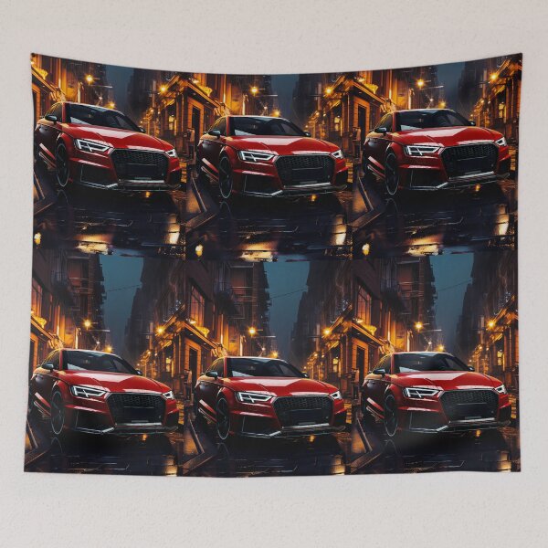 Item preview, Sports Sedan Parked Downtown On Rainy Evening In City designed and sold by RevUpDesign.