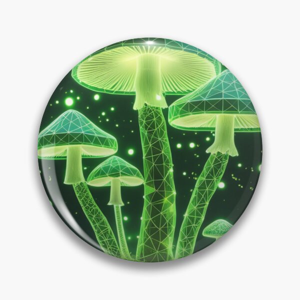 Item preview, Bioluminescent Wireframe Mushrooms - Retro CRT Botanical Art designed and sold by PrimeGens.