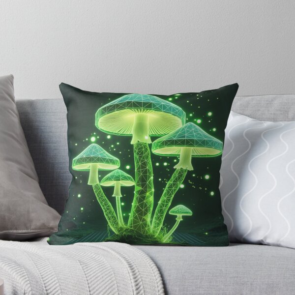 Item preview, Bioluminescent Wireframe Mushrooms - Retro CRT Botanical Art designed and sold by PrimeGens.