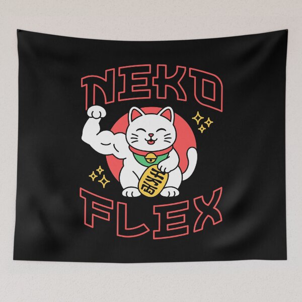 Item preview, Neko Flex - Maneki Neko Flexing Cat Japanese Fitness Gym Parody designed and sold by Brogress Project.