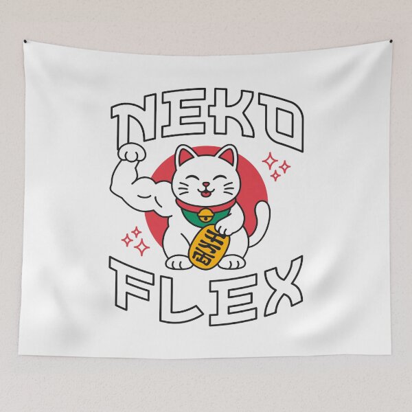 Item preview, Neko Flex - Maneki Neko Flexing Cat Japanese Fitness Gym Parody designed and sold by Brogress Project.
