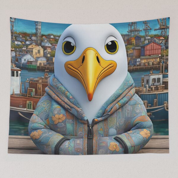 Item preview, Seagull wearing a hoodie sitting in the lotus position meditating designed and sold by Colin Bentham.