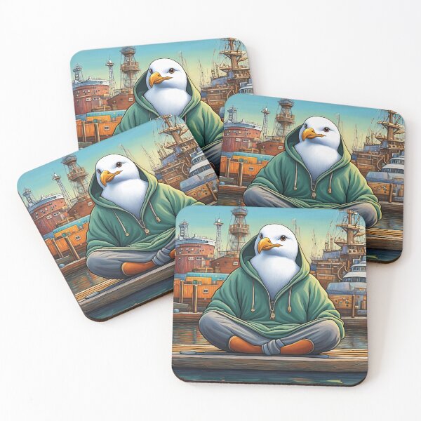 Item preview, Seagull wearing a hoodie sitting in the lotus position meditating designed and sold by Colin Bentham.