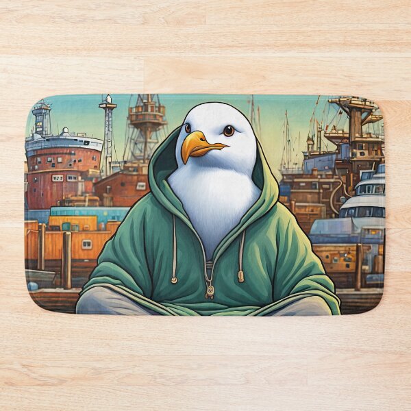Item preview, Seagull wearing a hoodie sitting in the lotus position meditating designed and sold by Colin Bentham.
