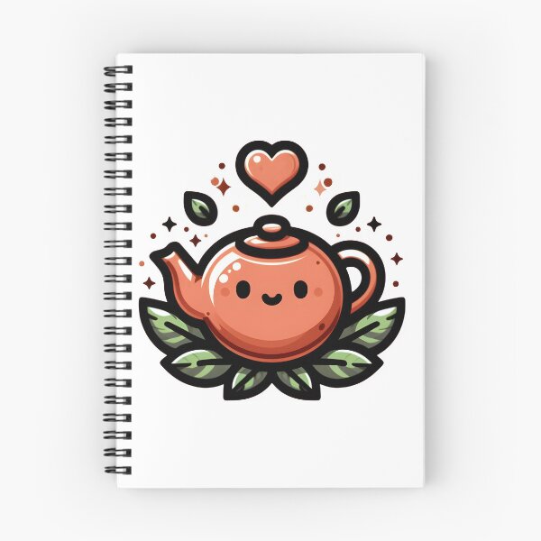 Item preview, Cute Smiling Teapot with Leaves and Heart Design. designed and sold by The-T-In-Retro.