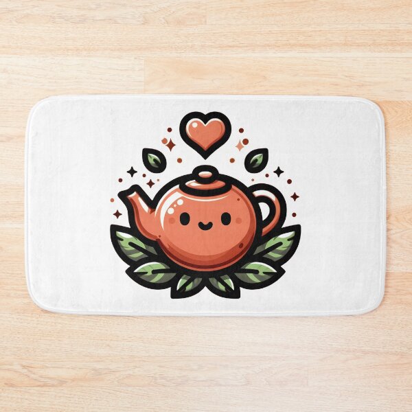 Item preview, Cute Smiling Teapot with Leaves and Heart Design. designed and sold by The-T-In-Retro.