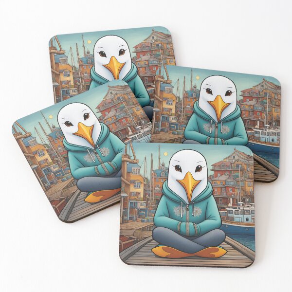 Item preview, Seagull wearing a hoodie sitting in the lotus position meditating designed and sold by Colin Bentham.