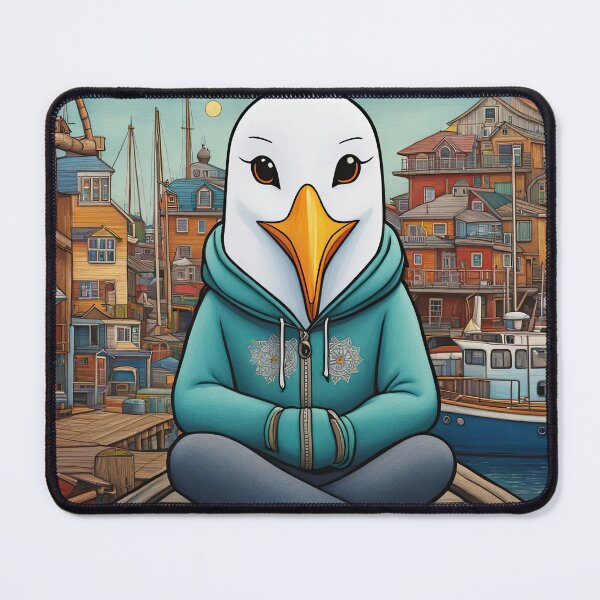 Item preview, Seagull wearing a hoodie sitting in the lotus position meditating designed and sold by Colin Bentham.