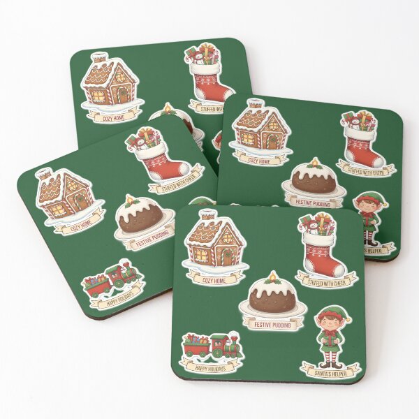 Item preview, Cute Christmas Sticker Set – Cozy Home, Santa’s Helper, Festive Pudding & More designed and sold by Breaking Shop.