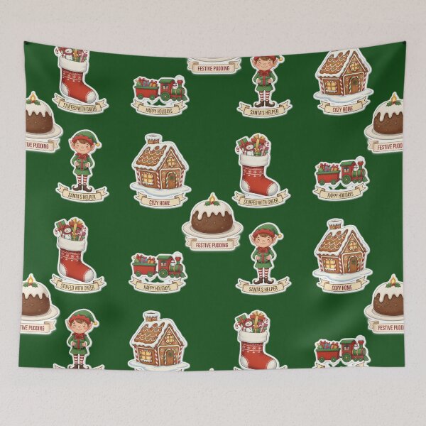 Item preview, Cute Christmas Sticker Set – Cozy Home, Santa’s Helper, Festive Pudding & More designed and sold by Breaking Shop.