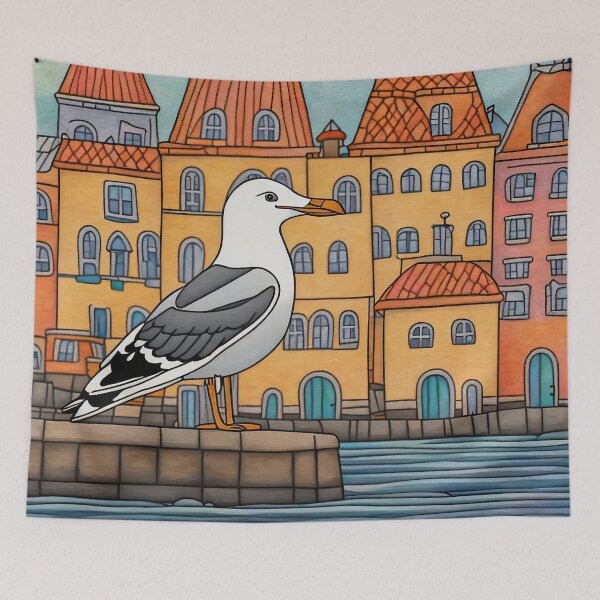 Item preview, Seagull wearing a hoodie sitting in the lotus position meditating designed and sold by Colin Bentham.