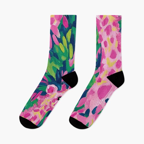Item preview, Preppy pink giraffe in colorful jungle designed and sold by SophieClimaArt.