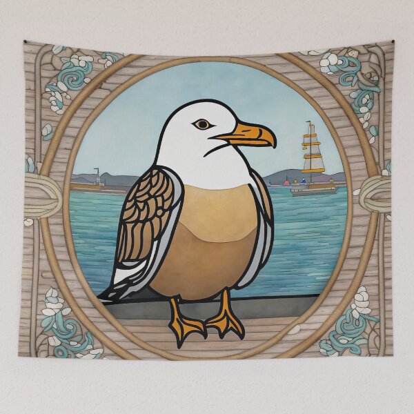 Item preview, Seagull wearing a hoodie sitting in the lotus position meditating designed and sold by Colin Bentham.