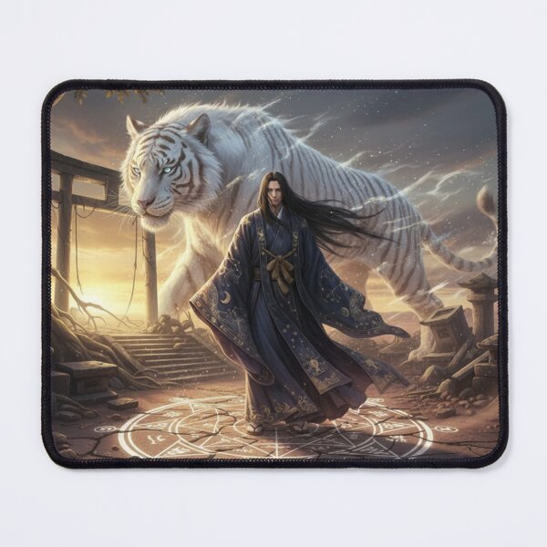 Item preview, 安倍晴明と白虎 ― 星を歩む陰陽師 | Japanese Mythical Art / Abe no Seimei and the White Tiger — The Sorcerer Who Walks Among Stars designed and sold by Mori-no-Akari.