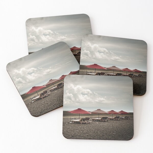 Item preview, Volcanic beach and dramatic red parasols designed and sold by franck380.