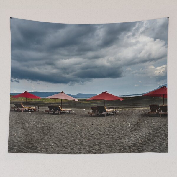 Item preview, Deserted deck chairs under a threatening sky designed and sold by franck380.