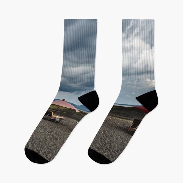 Item preview, Deserted deck chairs under a threatening sky designed and sold by franck380.