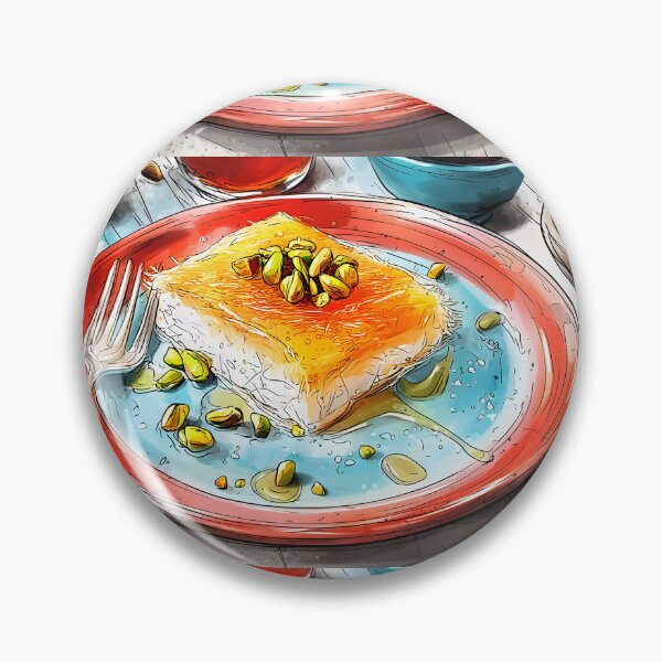 Item preview, Enjoy Pistachio-Topped Kunafa on a Colorful, Decoratively Plated Dessert designed and sold by OlfactoART Studio.