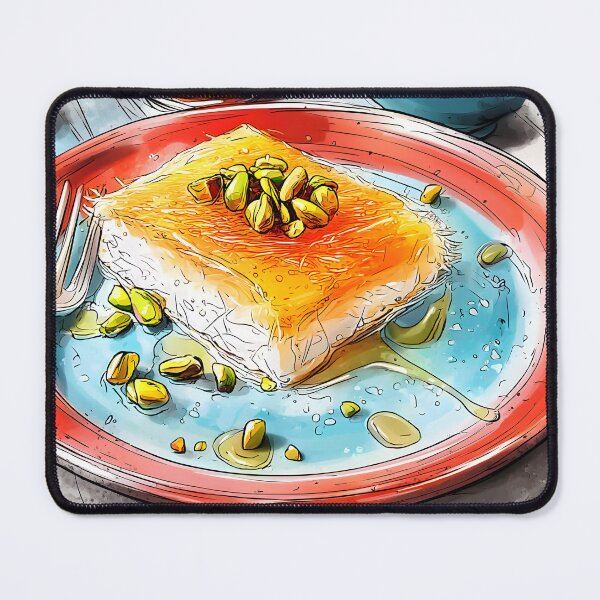 Item preview, Enjoy Pistachio-Topped Kunafa on a Colorful, Decoratively Plated Dessert designed and sold by OlfactoART Studio.