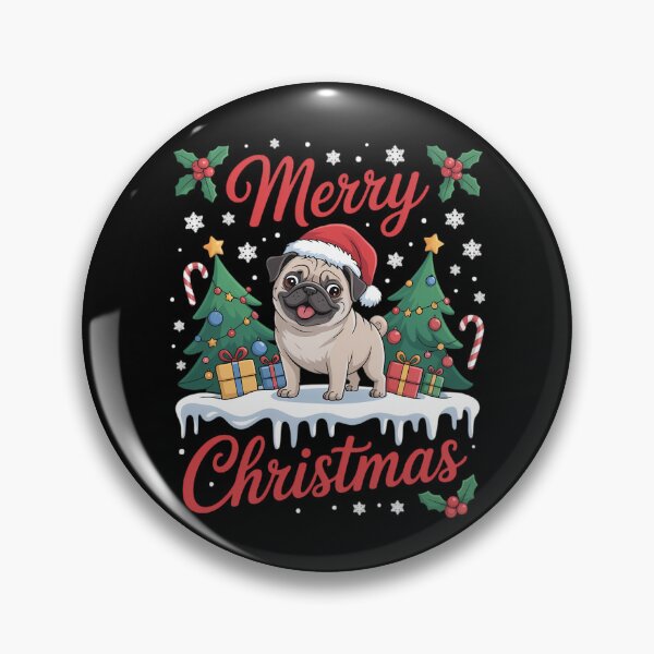 Item preview, Pug Dog Merry Christmas Tree Lighting Pug Xmas designed and sold by ValerieRodrigue.