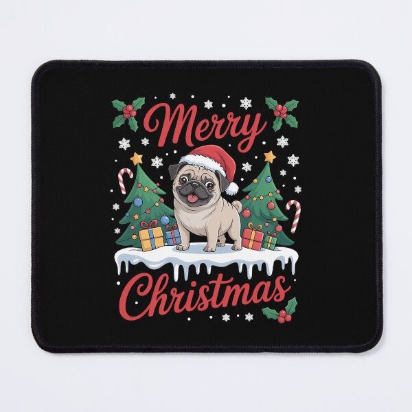 Item preview, Pug Dog Merry Christmas Tree Lighting Pug Xmas designed and sold by ValerieRodrigue.