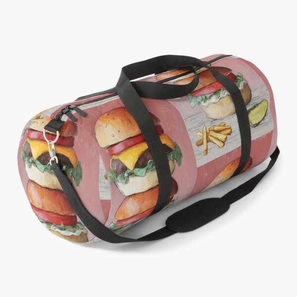 Item preview, Enjoy Two Stacked Hamburgers with Fresh Lettuce, Tomato, Cheese, Fries, and Pickle designed and sold by OlfactoART Studio.