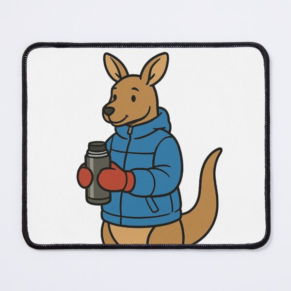 Item preview, Kangaroo with Thermos – Warm and Cozy Winter Scene designed and sold by Confuzz1ed.