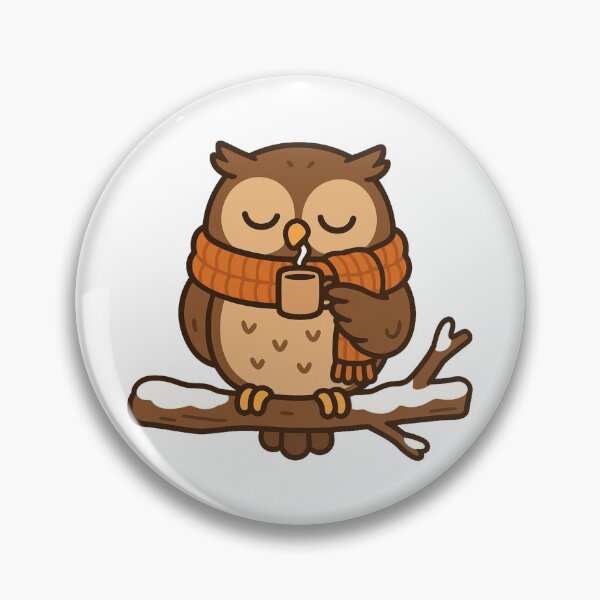 Item preview, Owl with Scarf and Mug – Cozy Winter Bird designed and sold by Confuzz1ed.