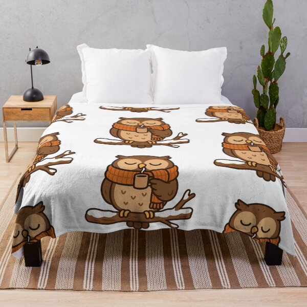 Item preview, Owl with Scarf and Mug – Cozy Winter Bird designed and sold by Confuzz1ed.